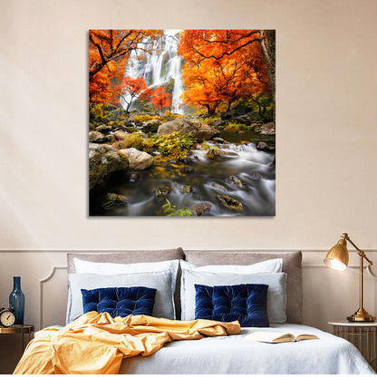 Autumn Forest Waterfall Wall Art