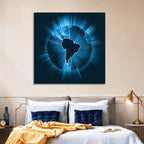 Glowing South America Map Wall Art