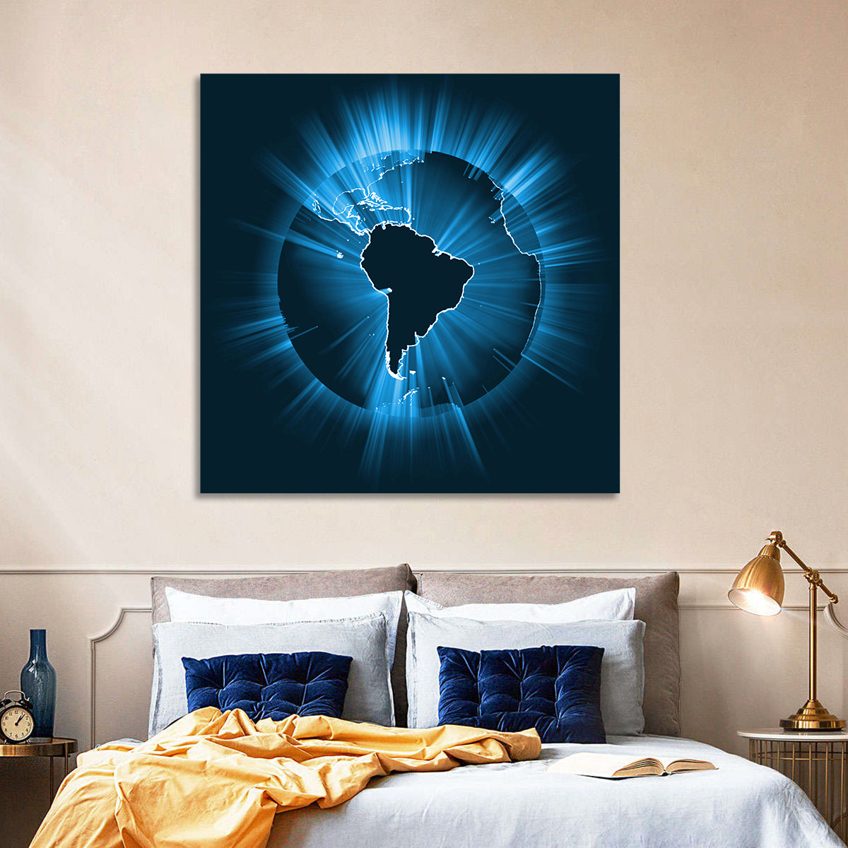 Glowing South America Map Wall Art