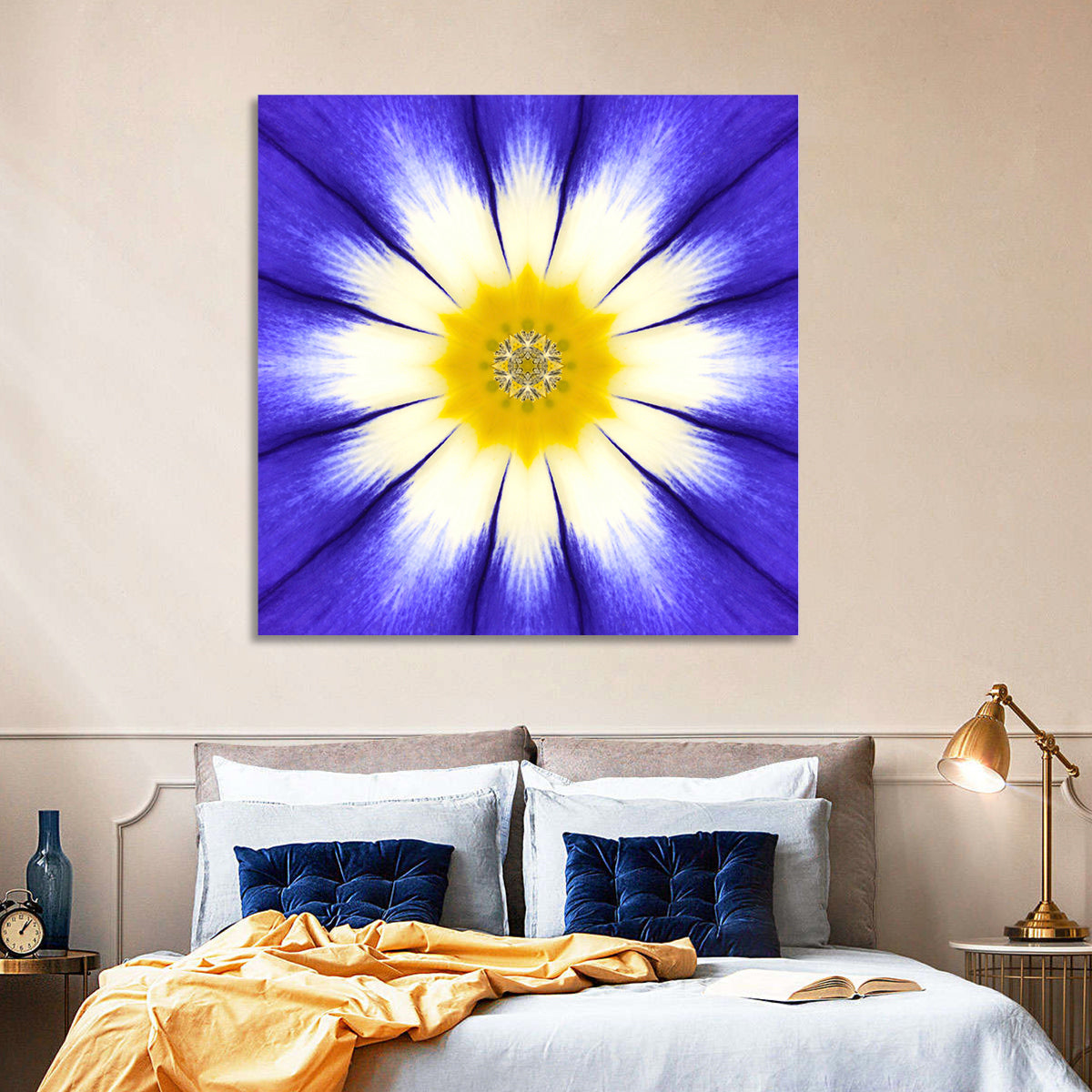 Blue Cornflower Mandala Bloom Wall Art
