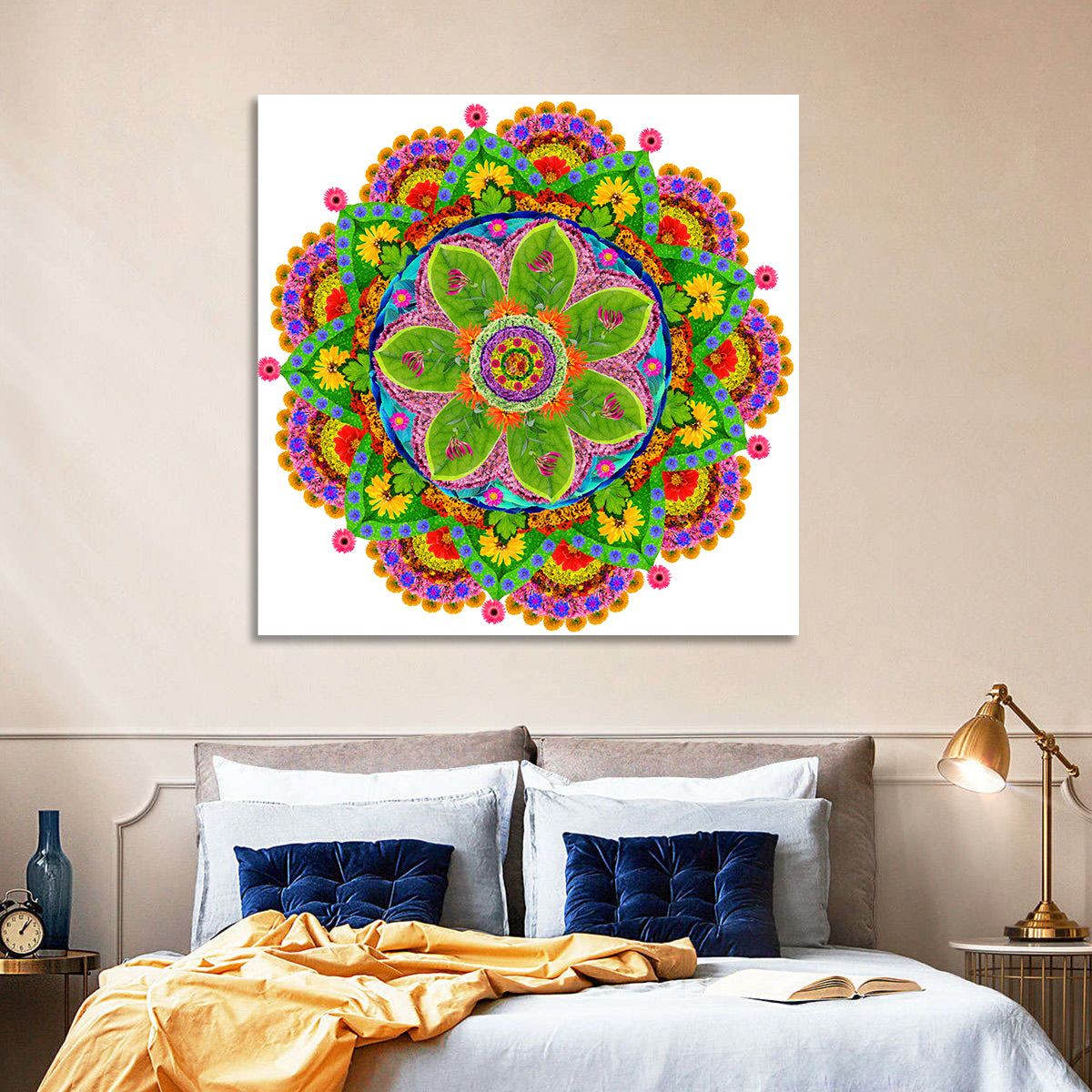 Vibrant Floral Petal Mandala Wall Art
