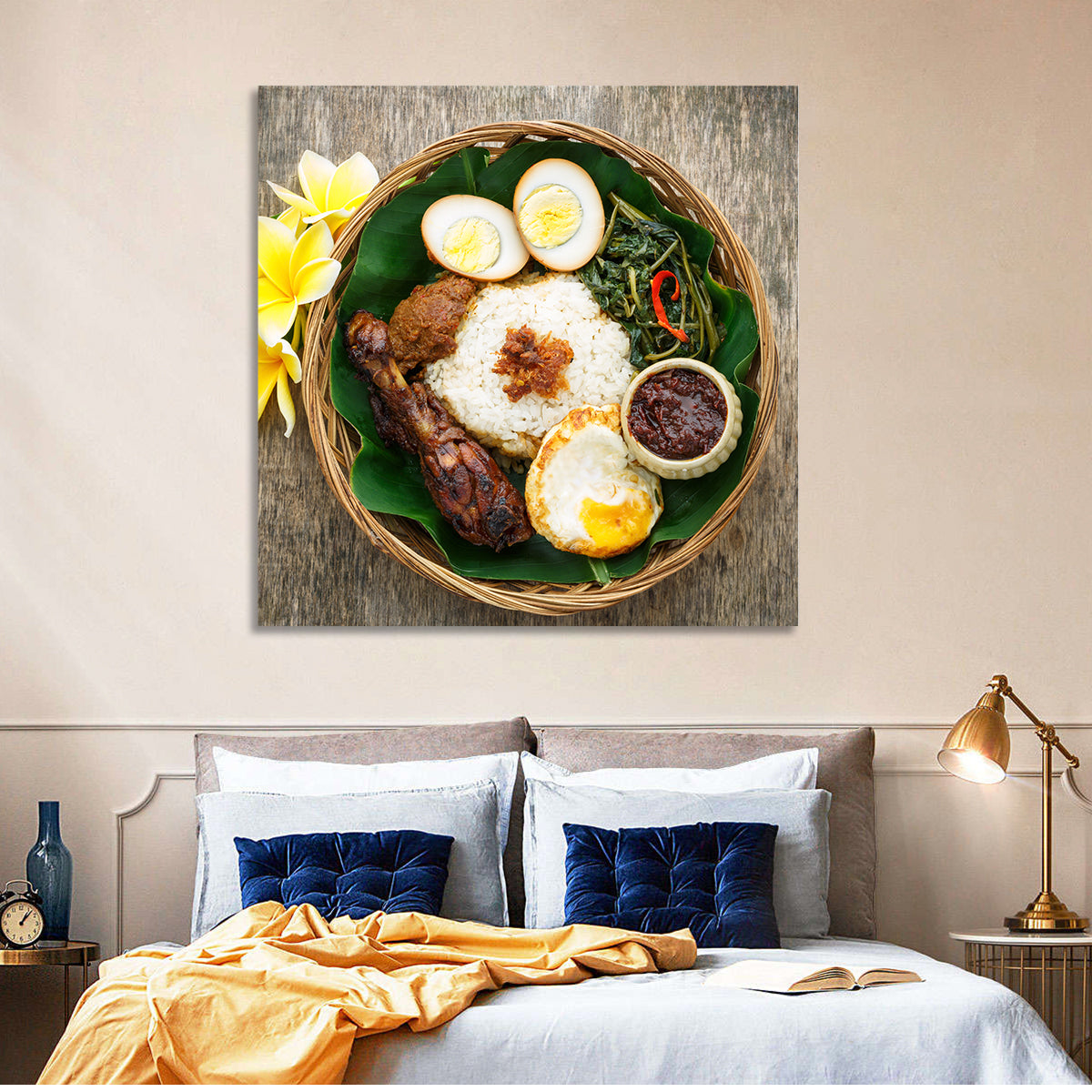 Nasi Campur in Woven Basket Wall Art