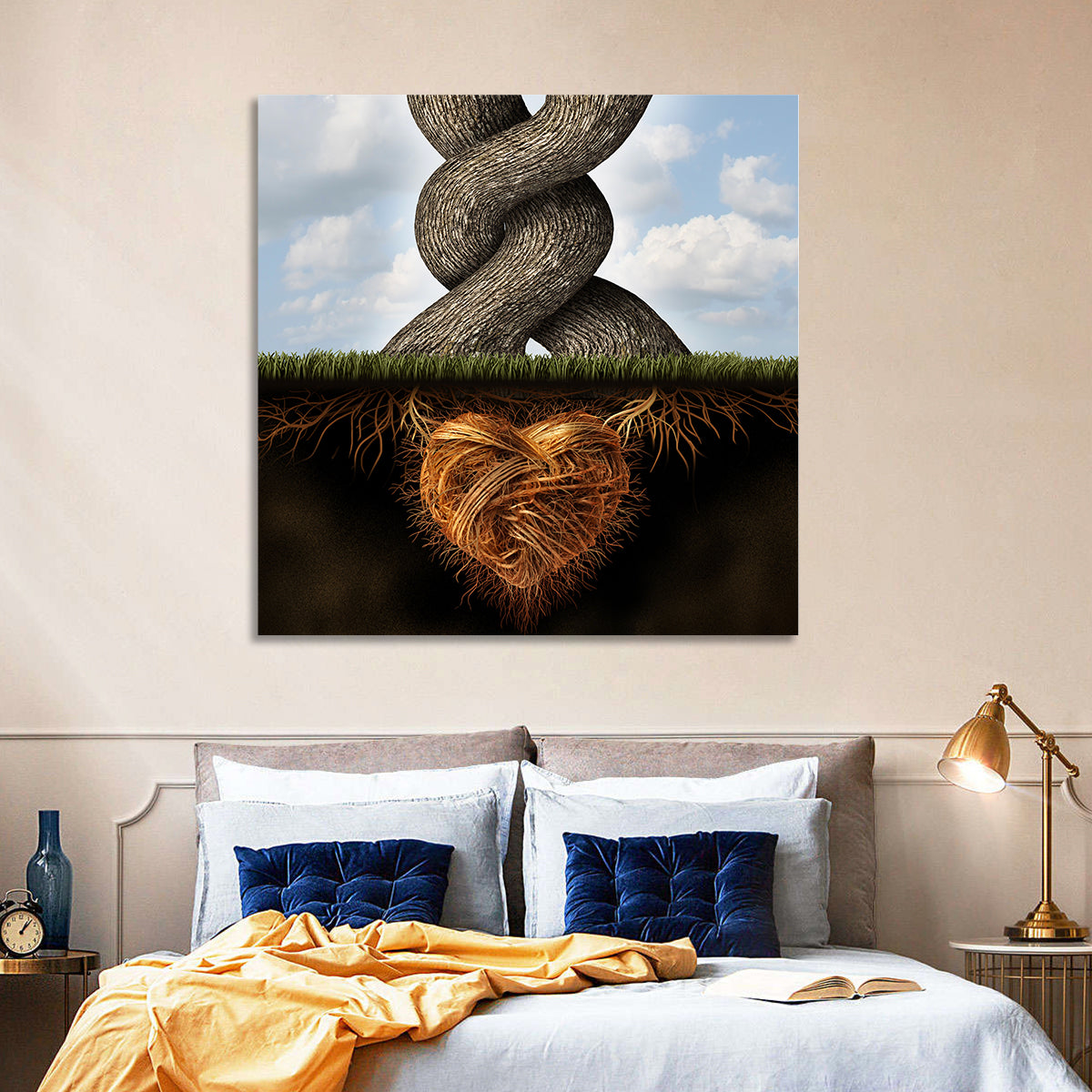 Intertwined Trees with Heart-shaped Roots Wall Art