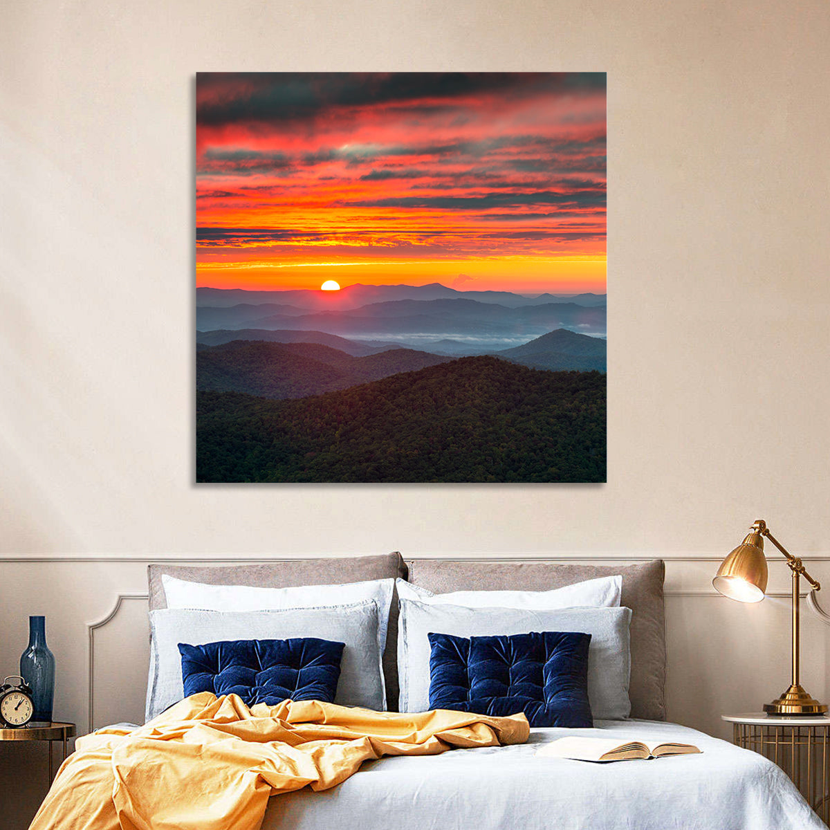 Blue Ridge Sunrise Over Misty Ridges Wall Art