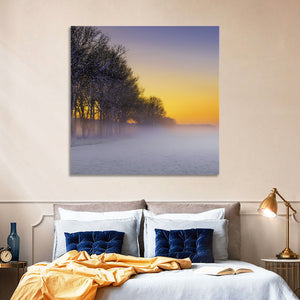 Foggy Winter Sunset Wall Art