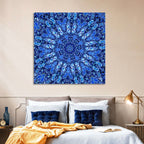 Blue Fractal Mandala Wall Art