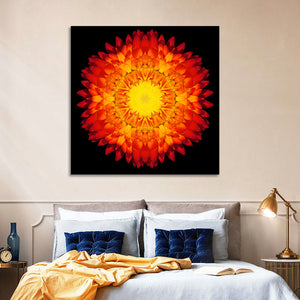 Red Mandala Flower Wall Art