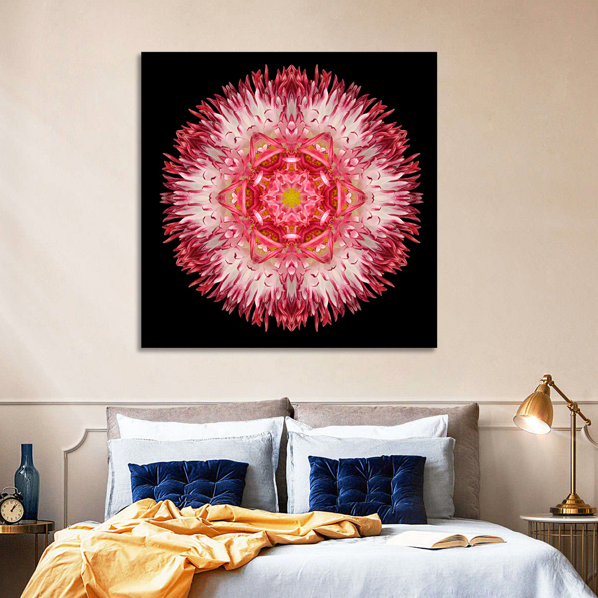 Magenta Chrysanthemum Star Mandala Wall Art