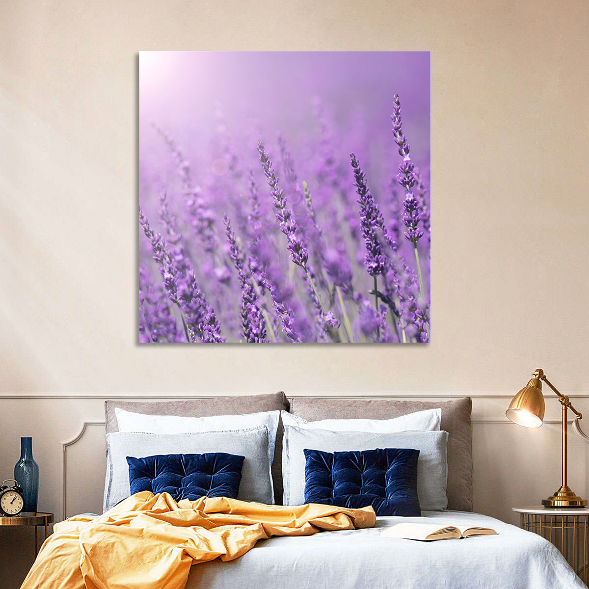 Sunlit Lavender Field Wall Art