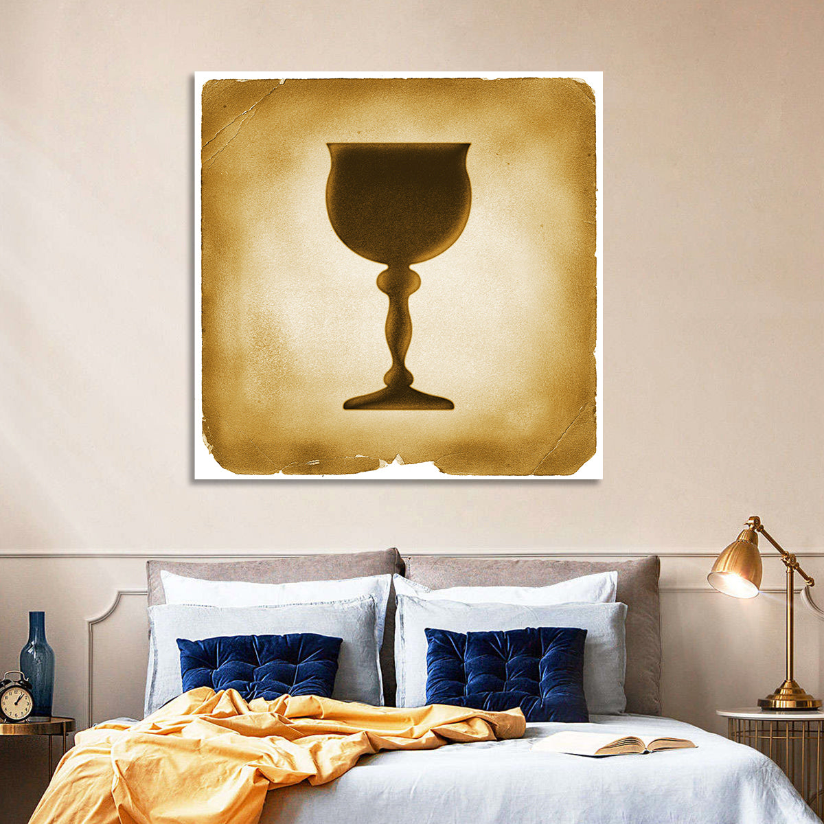 Holy Grail Chalice Illustration Wall Art in a room, square