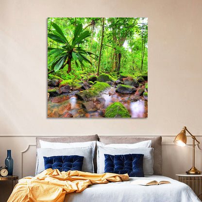 Mossy Rainforest Stream Wall Art