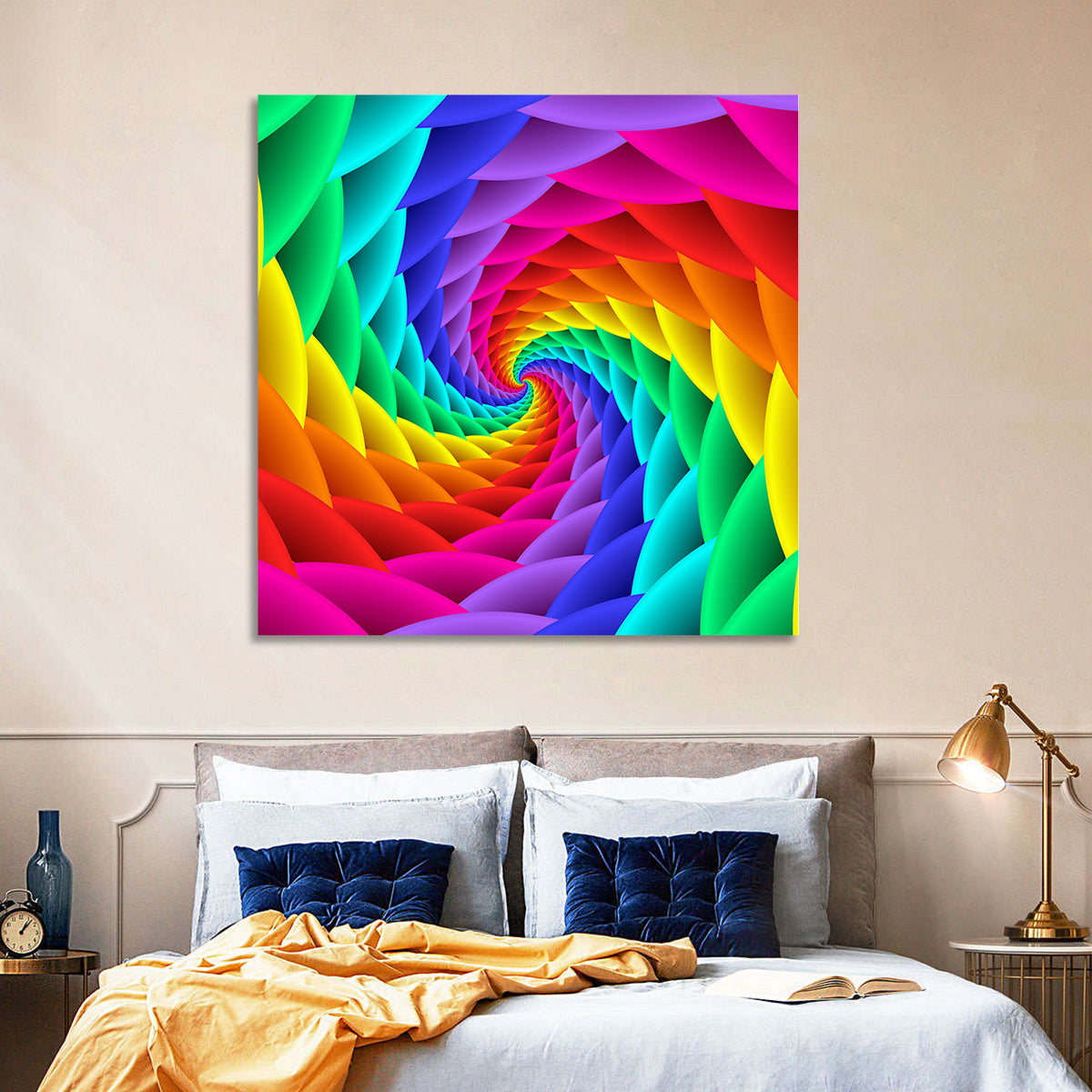 Rainbow Spiral Vortex Tunnel Wall Art