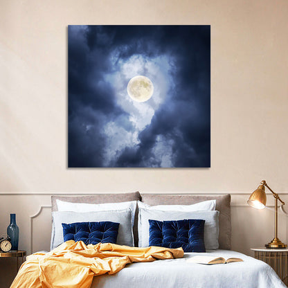 Supermoon Through Storm Clouds Wall Art