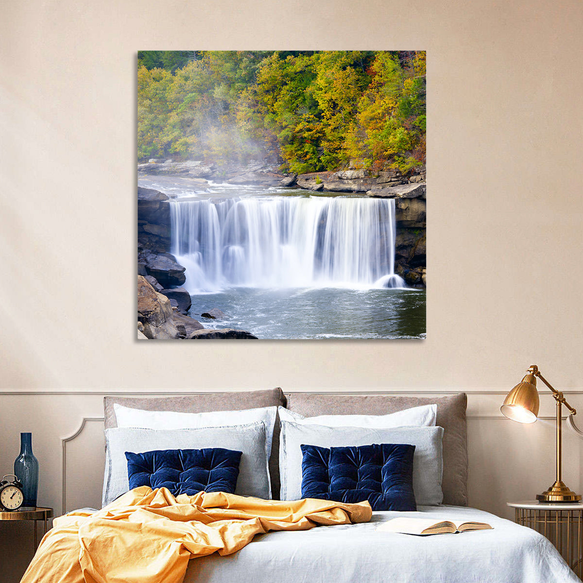 Cumberland Falls Long Exposure Wall Art in a room, square