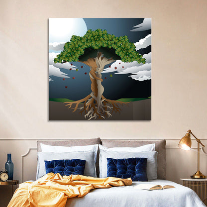 Moonlit Lovers Tree Wall Art