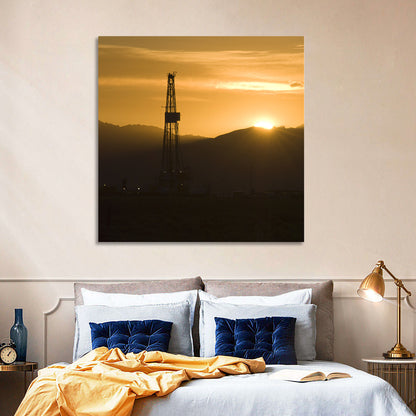 Sunrise Over Drilling Rig Wall Art
