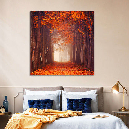 Misty Autumn Forest Path Wall Art