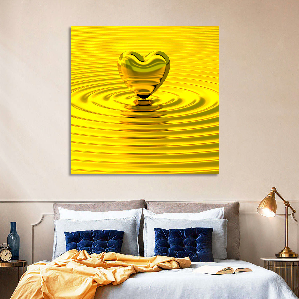 Golden Heart Ripples Wall Art
