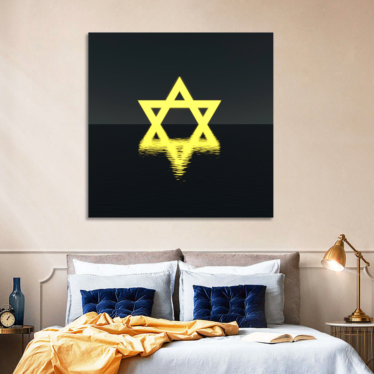 Glowing Star of David Reflection Wall Art