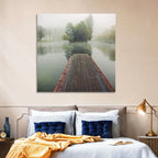 Wooden Pier on Foggy Lake Wall Art