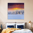Snowy Forest Sunset Wall Art