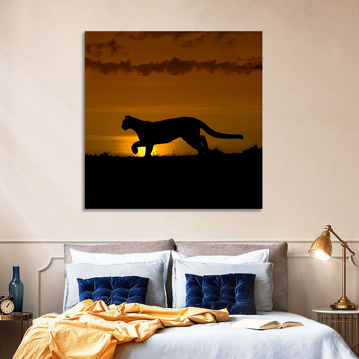 Cougar Silhouette at Sunset Wall Art