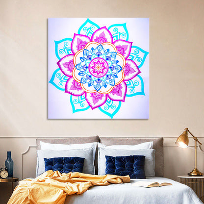 Vibrant Hand-drawn Mandala Flower Pattern Wall Art