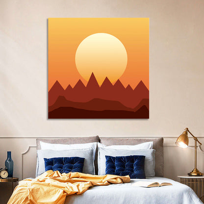 Geometric Mountain Sunset Wall Art