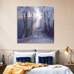 Frosted Forest Path at Dawn Wall Art