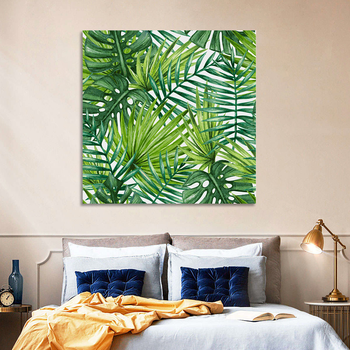 Palm Leaves Pattern Ii Wall Art in a room, square