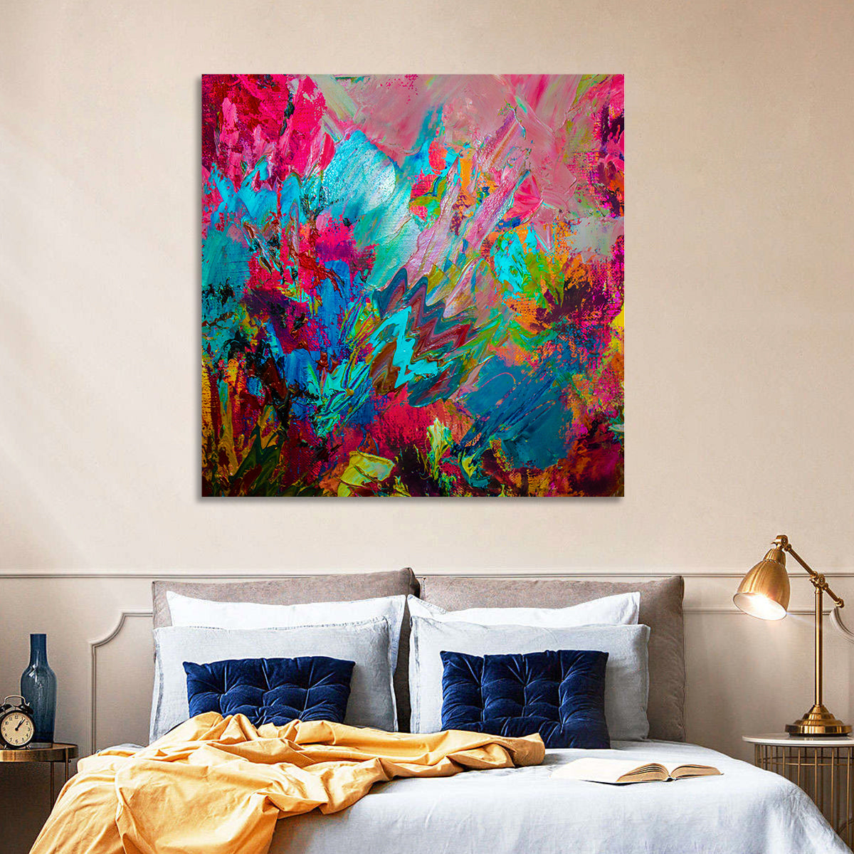 Vibrant Impasto Color Burst Abstract Wall Art