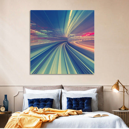 Monorail Night Light Trails Wall Art