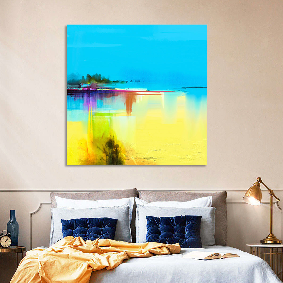 Sunlit Abstract Coastline in Spring Colors Wall Art