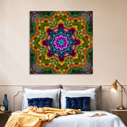 Vibrant Kaleidoscopic Mandala Ornament Wall Art