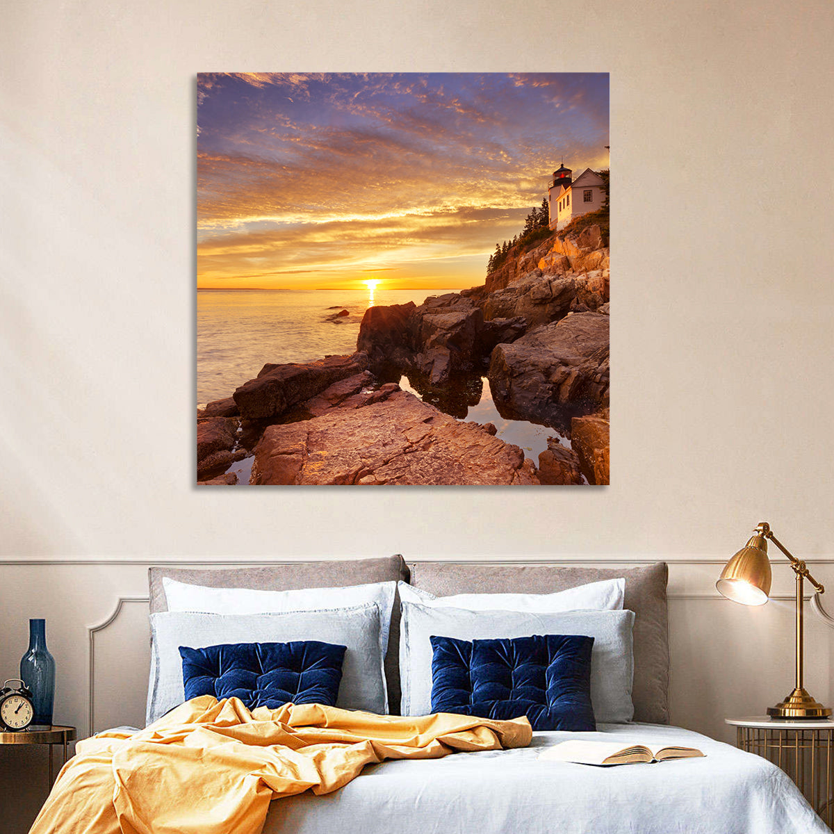 Bass Harbor Head Light at Sunset Wall Art