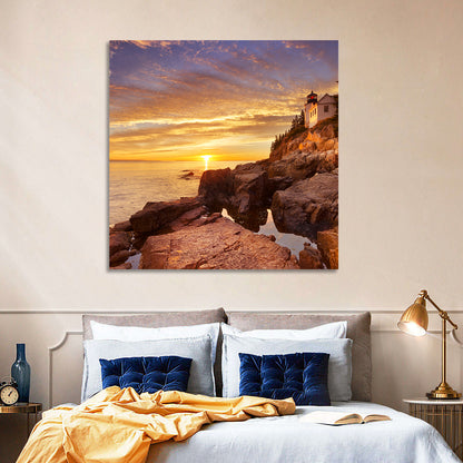 Bass Harbor Head Light at Sunset Wall Art