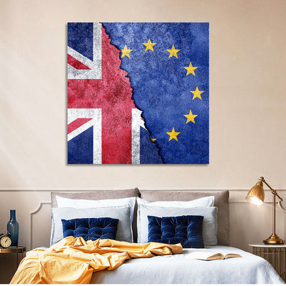 Divided Union Jack and Eu Flag Wall Art