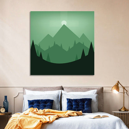Geometric Mountain Sunset Illustration Wall Art