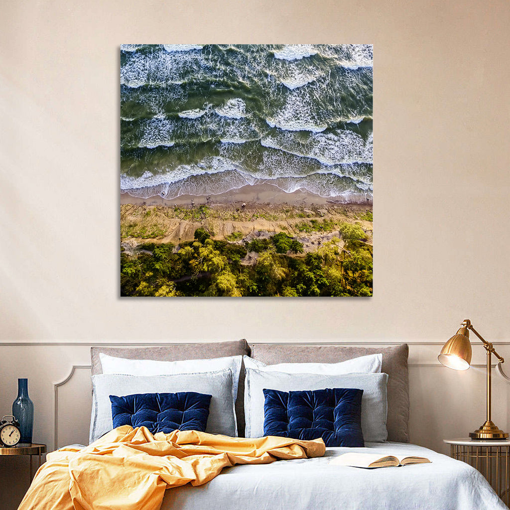 Aerial Waves Over Sandy Cliff Wall Art