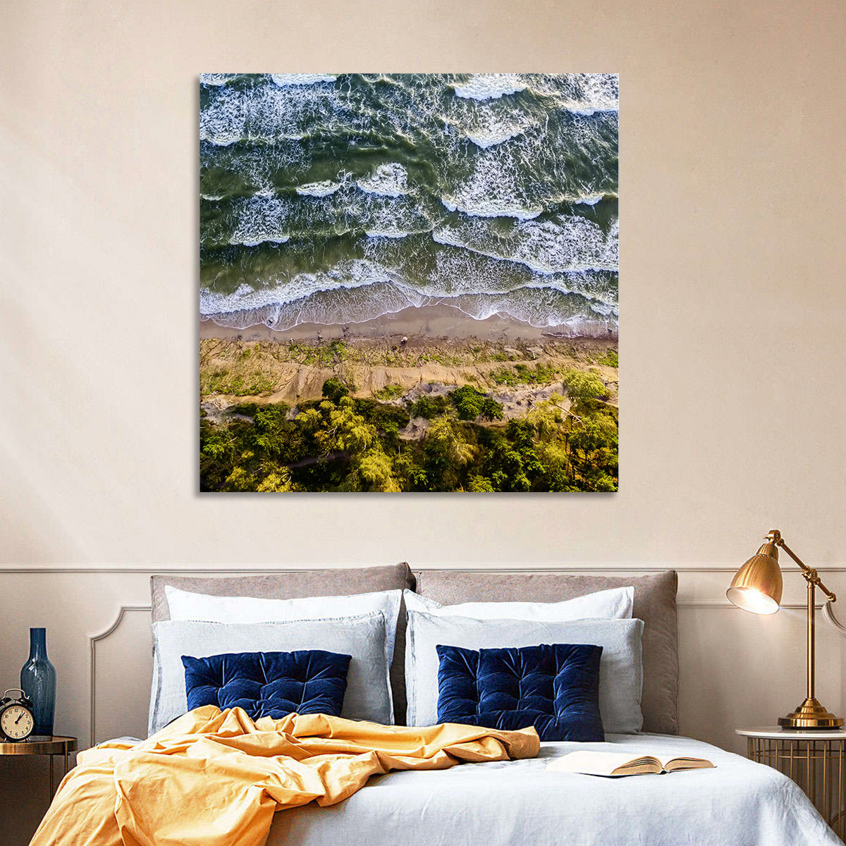 Aerial Waves Over Sandy Cliff Wall Art