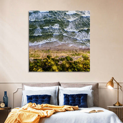 Aerial Waves Over Sandy Cliff Wall Art