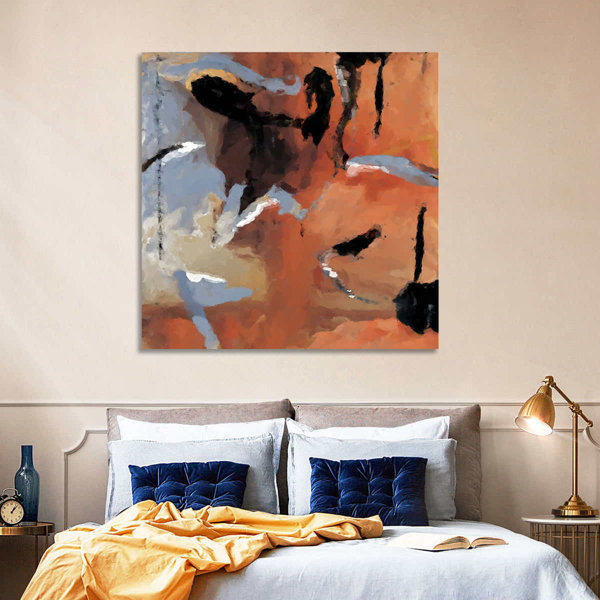 Barking Dog Gestural Abstract Wall Art in a room, square