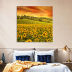 Sunflower Field at Golden Hour Wall Art