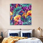 Tropical Orchid and Palm Pattern Wall Art