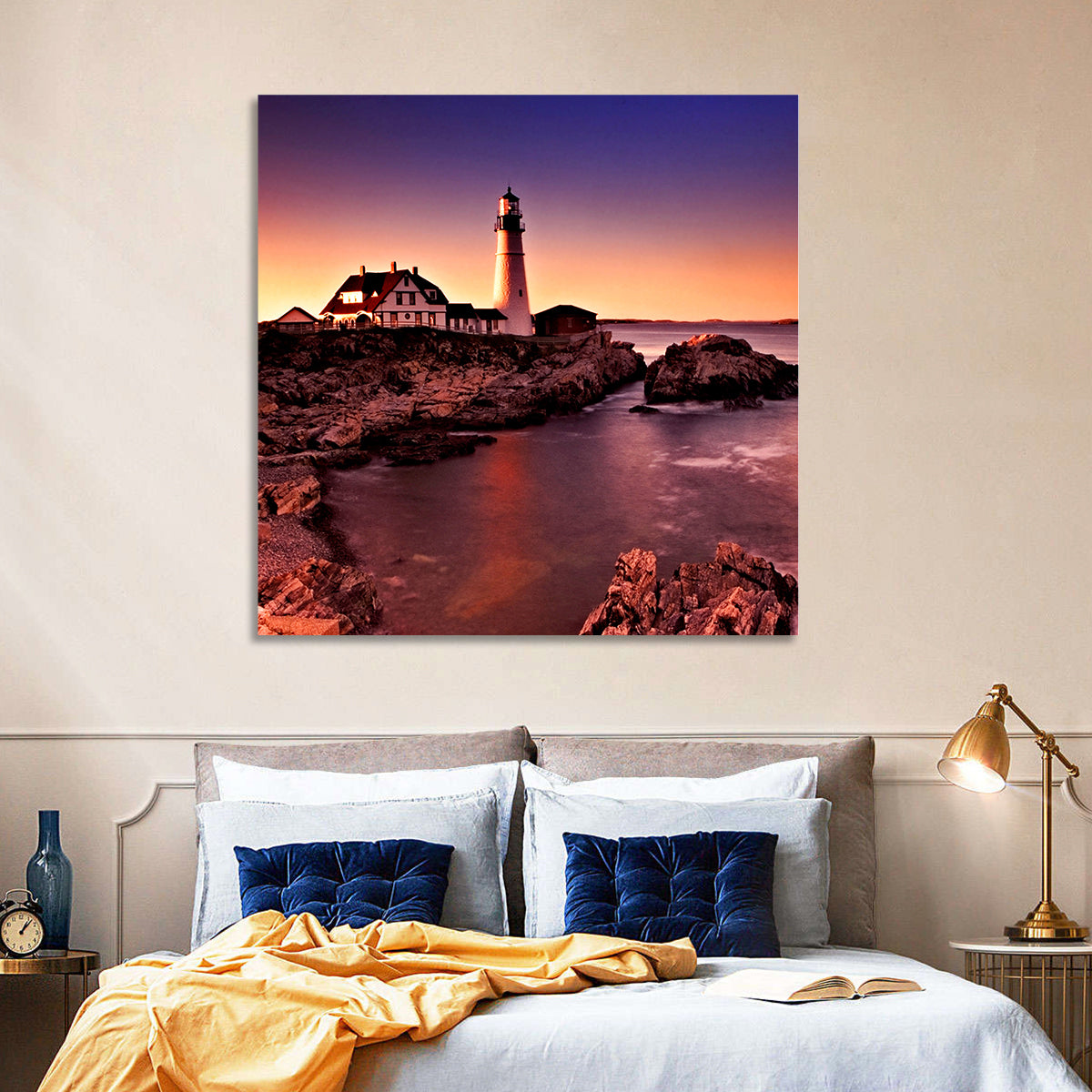 Portland Head Light at Dusk Wall Art