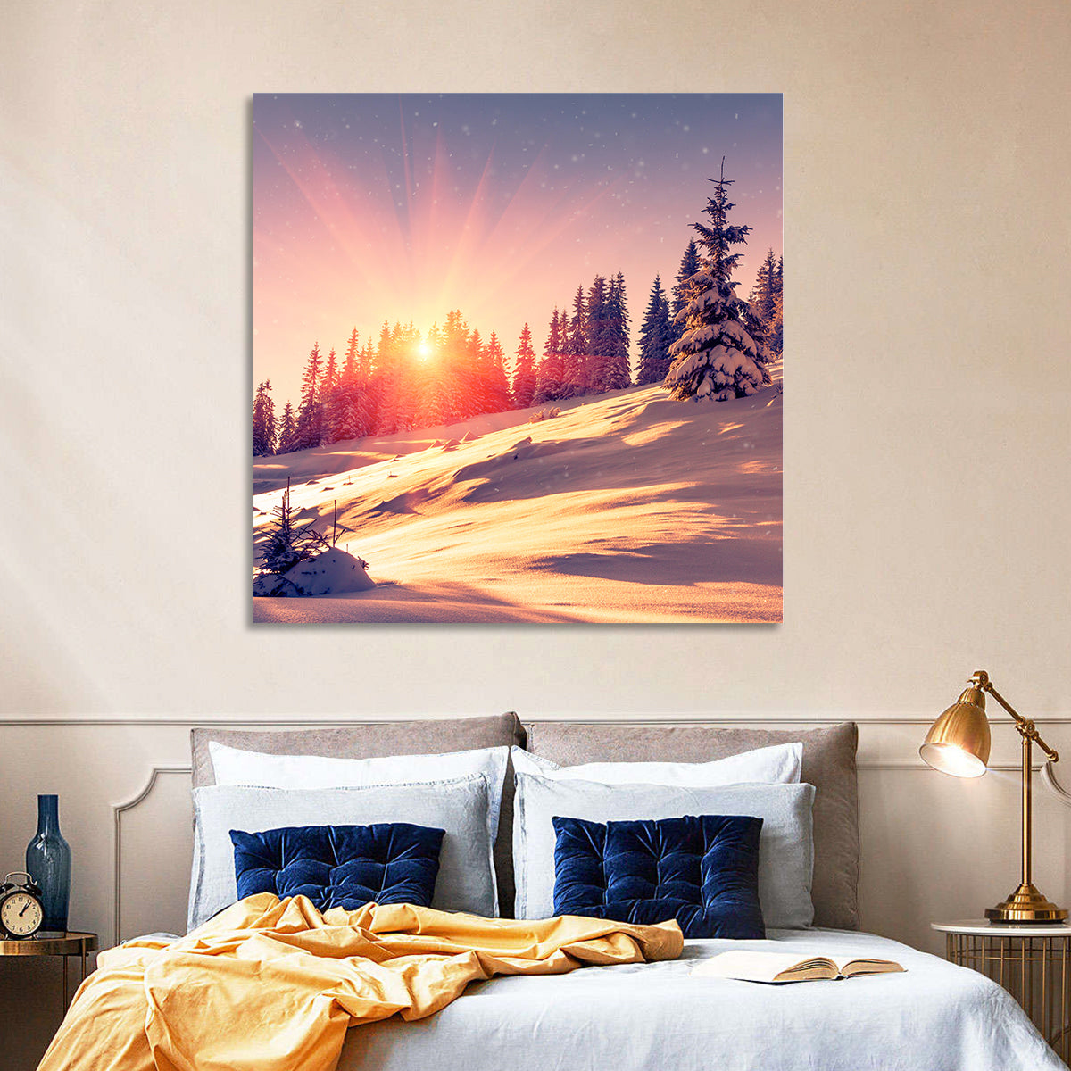 Winter Mountains Sunrise Wall Art