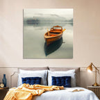 Wooden Boat on Misty Lake Bled Wall Art