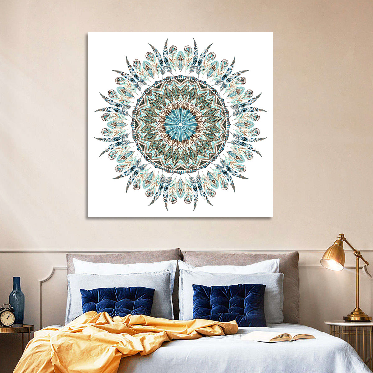 Layered Feather Mandala Wall Art