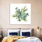 Eucalyptus Leaf Watercolor Cluster Wall Art