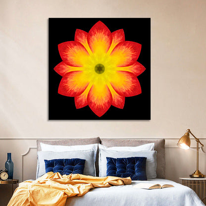 Red Yellow Mandala Flower Pattern Wall Art